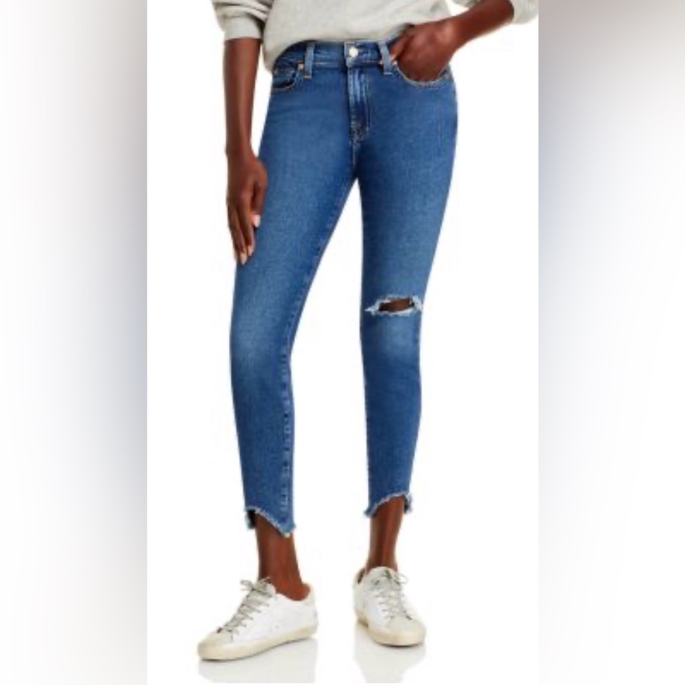 7‎ for All Mankind Ankle Skinny high rise distressed Jeans. Women size 24